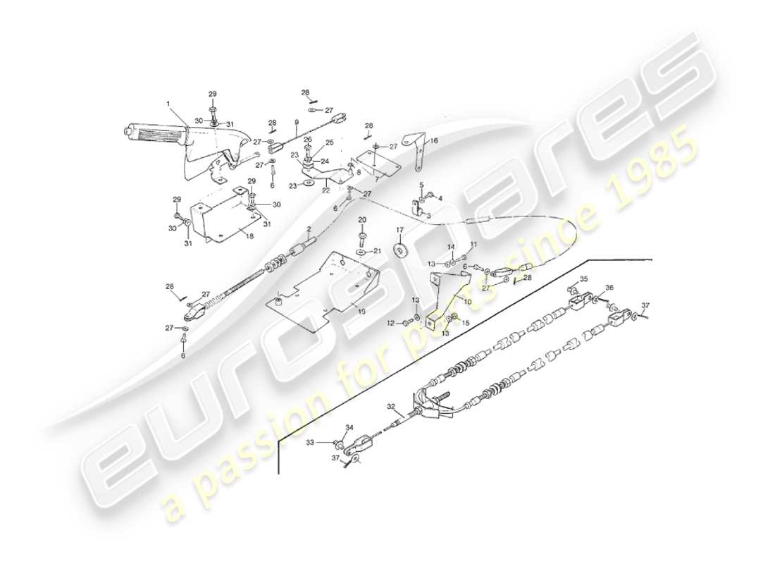 aston martin v8 virage (2000) handbrake parts diagram