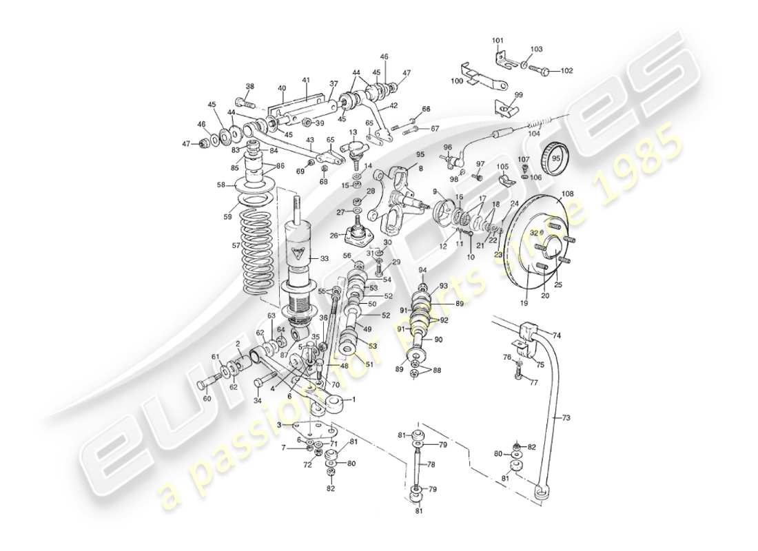 aston martin v8 virage (2000) front suspension parts diagram