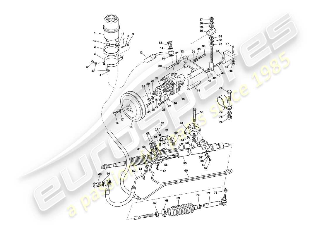 aston martin v8 volante (1998) power steering part diagram