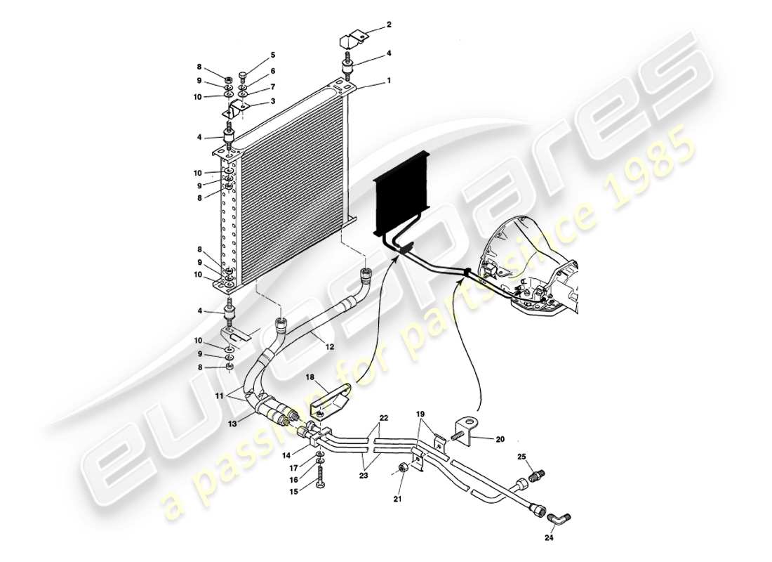 aston martin v8 volante (1997) gearbox cooling part diagram
