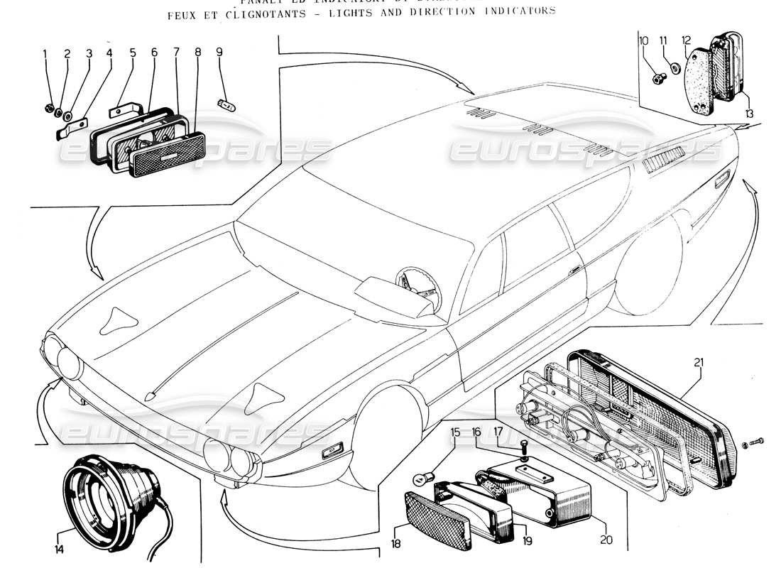 lamborghini espada lights (france) part diagram