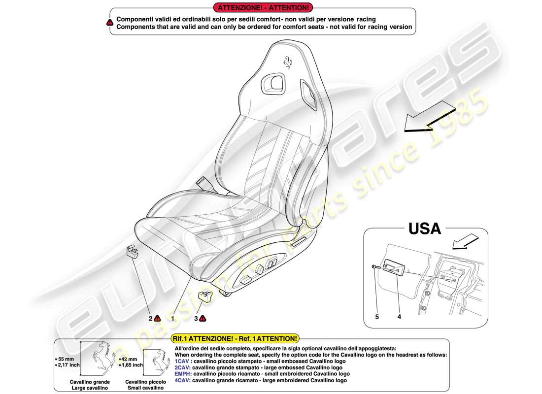 ferrari 599 sa aperta (europe) complete front seat and seat belts part diagram