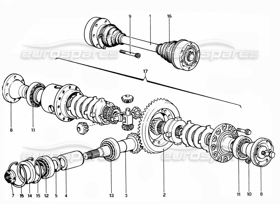 ferrari 365 gtc4 (mechanical) diff unit - revision part diagram