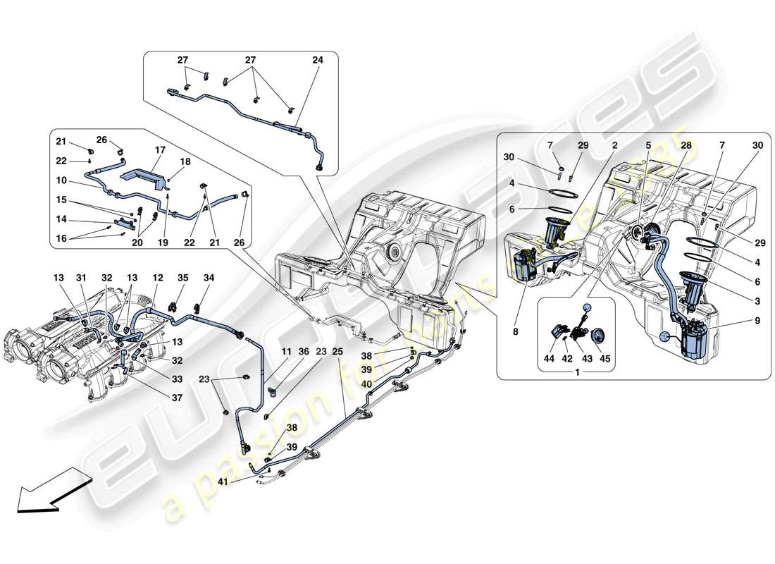 ferrari gtc4 lusso t (usa) fuel system pumps and pipes parts diagram