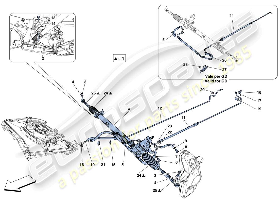 ferrari 488 spider (usa) hydraulic power steering box parts diagram