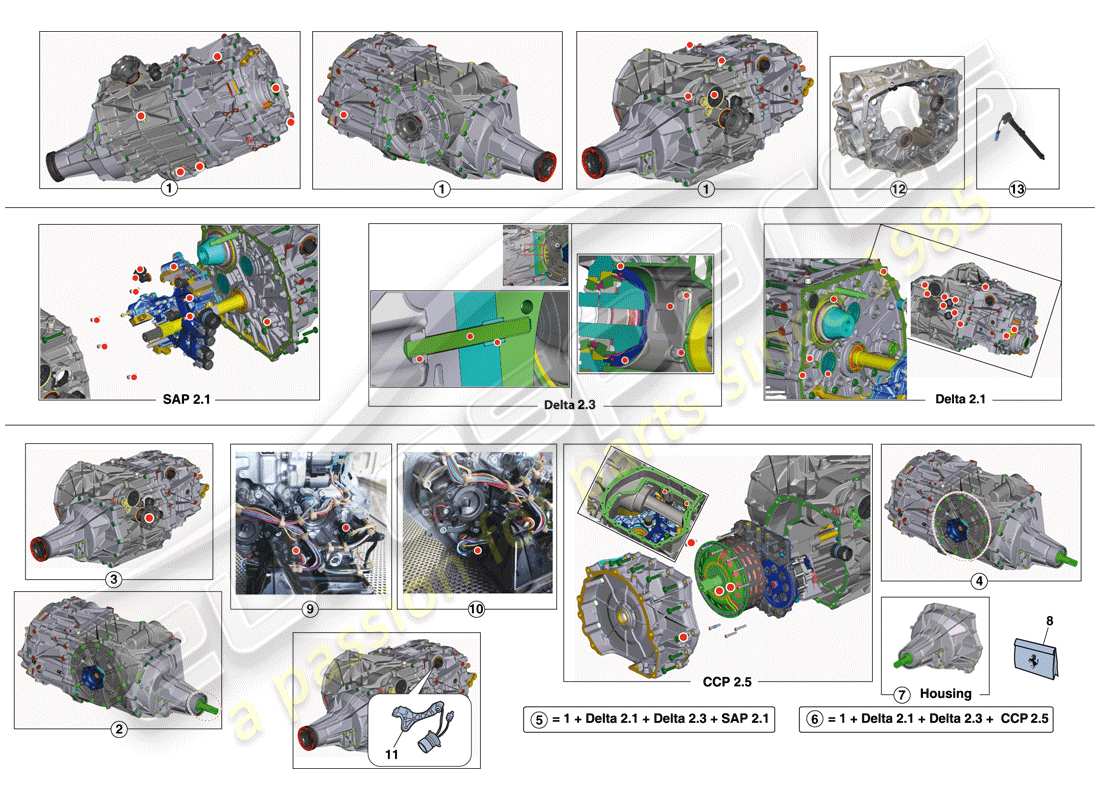 ferrari california t (rhd) gearbox repair kit parts diagram