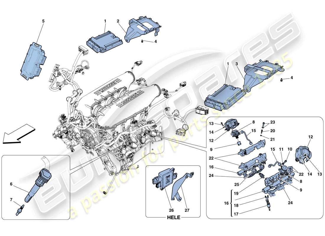 ferrari 458 spider (rhd) injection - ignition system part diagram