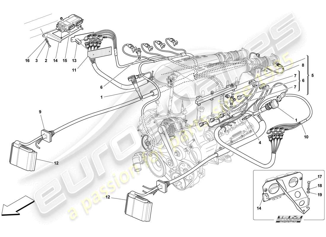 ferrari f430 scuderia (usa) injection - ignition system parts diagram