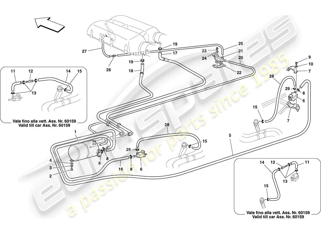 ferrari f430 coupe (usa) pneumatic actuator system part diagram