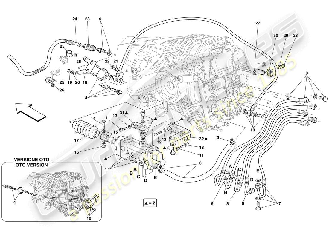 ferrari 612 sessanta (europe) f1 clutch hydraulic control part diagram