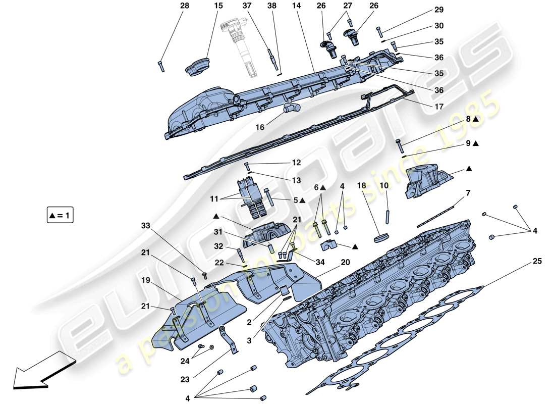 ferrari f12 berlinetta (europe) right hand cylinder head part diagram