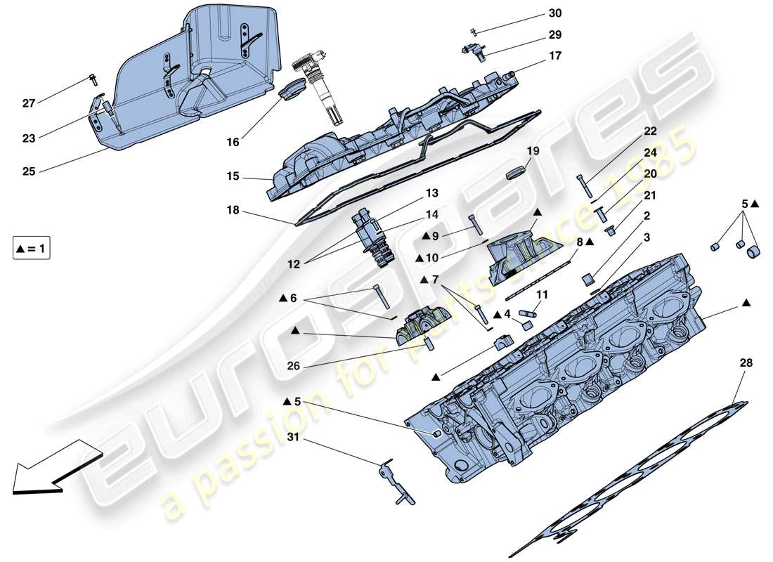ferrari 458 speciale (rhd) right hand cylinder head parts diagram