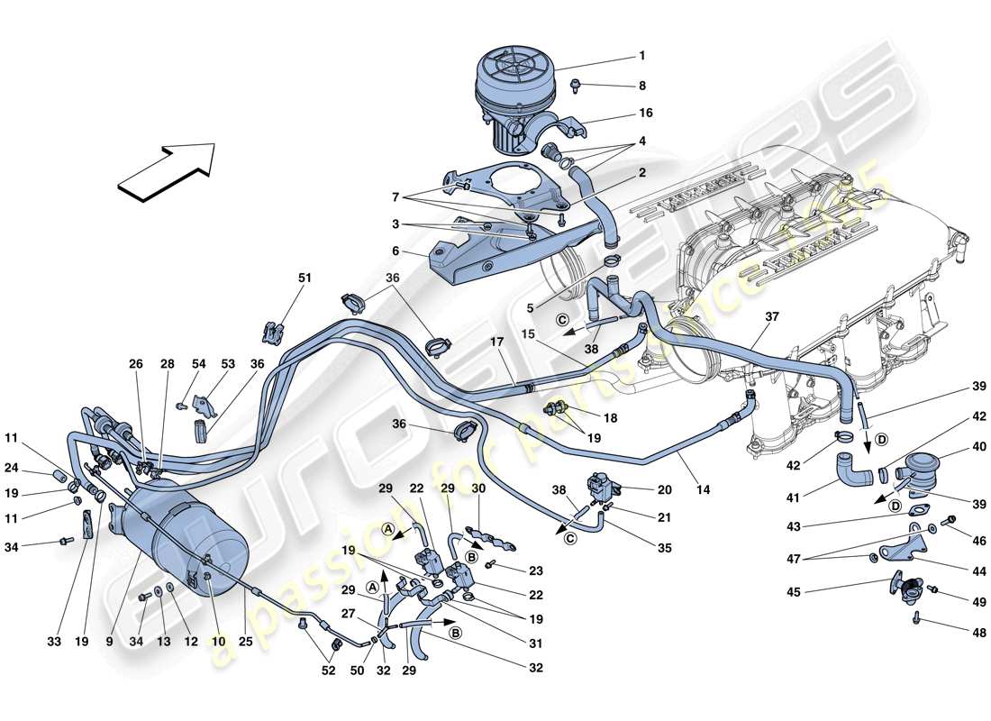 ferrari 458 spider (rhd) secondary air system part diagram