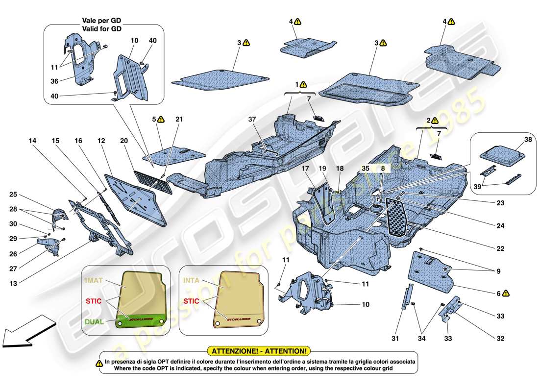 ferrari gtc4 lusso (usa) passenger compartment mats part diagram