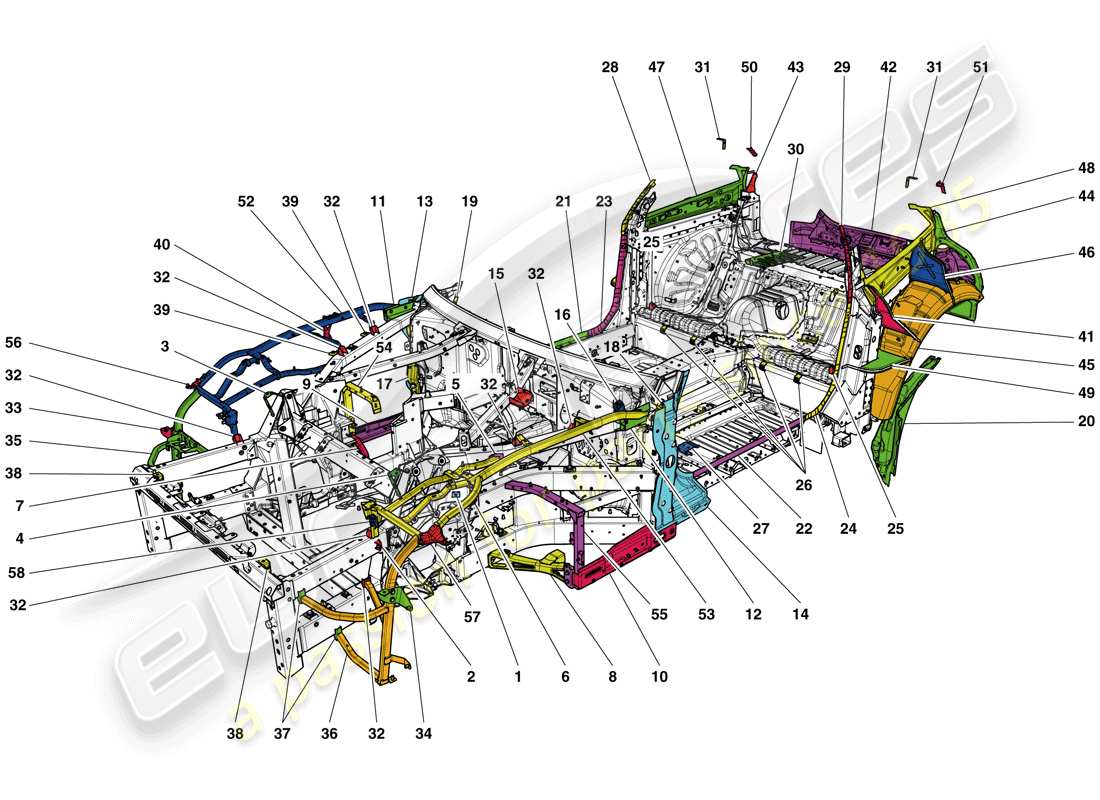 ferrari gtc4 lusso (usa) chassis completion part diagram