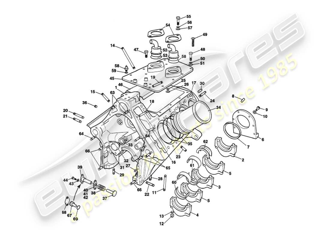 aston martin v8 volante (2000) cylinder block part diagram