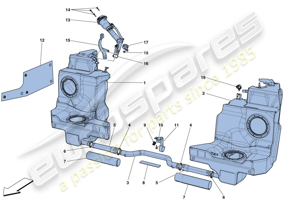 ferrari 488 gtb (europe) fuel tanks and filler neck parts diagram