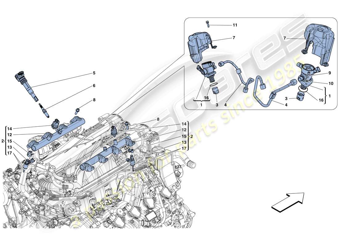 ferrari california t (usa) injection - ignition system parts diagram