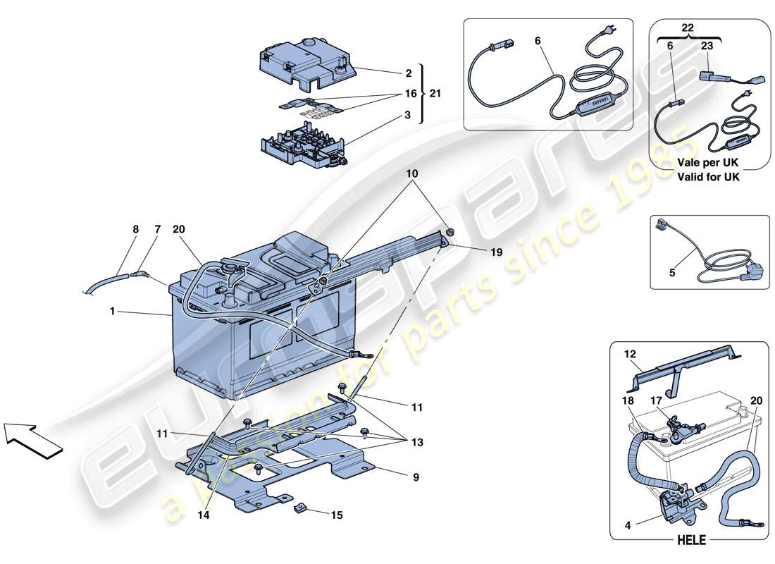 ferrari 458 speciale (usa) battery part diagram