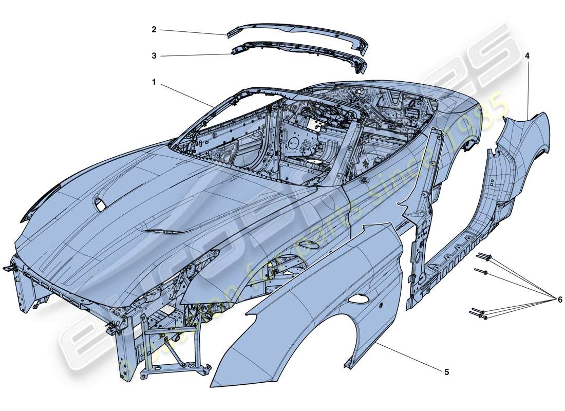 ferrari california t (rhd) bodyshell - external trim parts diagram