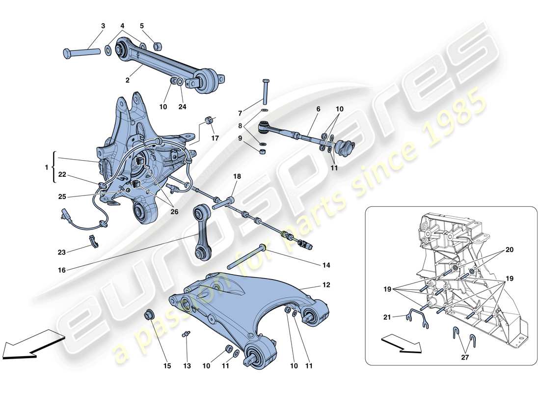 ferrari 488 spider (usa) rear suspension - arms parts diagram