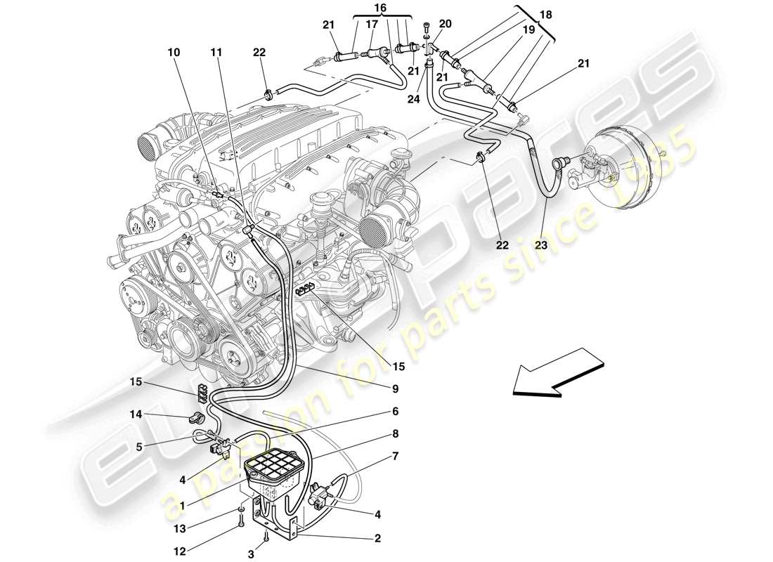 ferrari 612 sessanta (europe) pneumatic actuator system part diagram