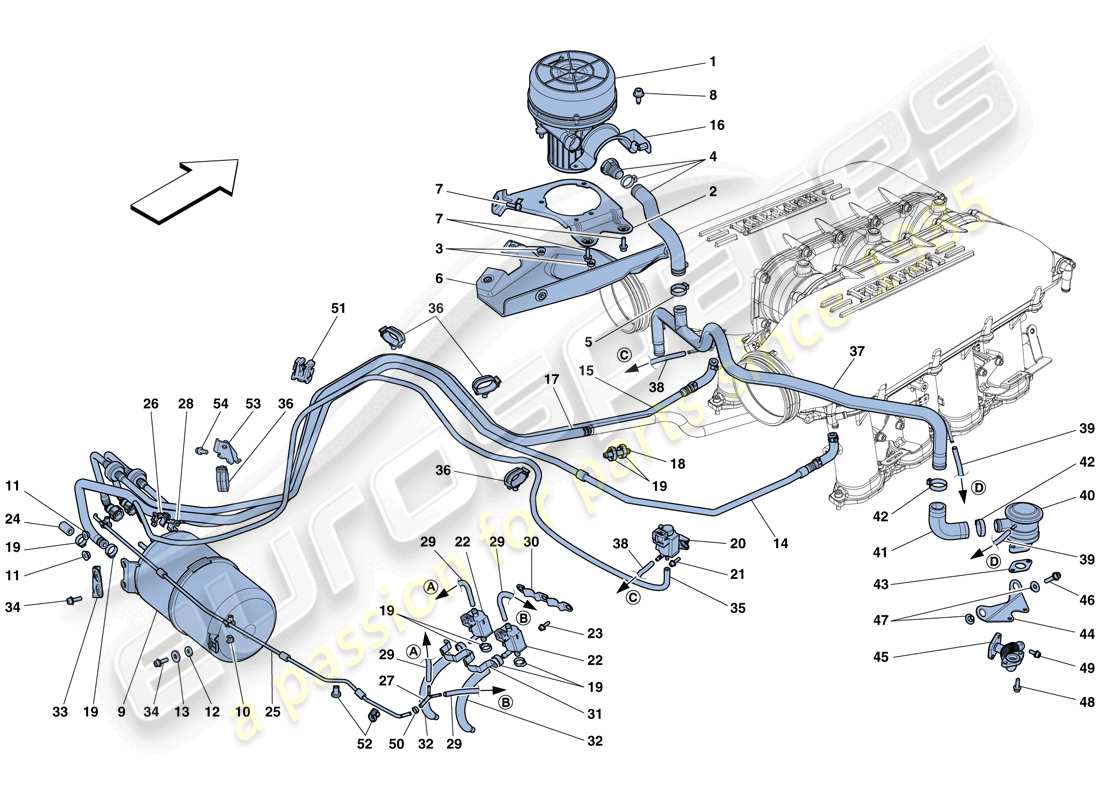 ferrari 458 italia (usa) secondary air system part diagram