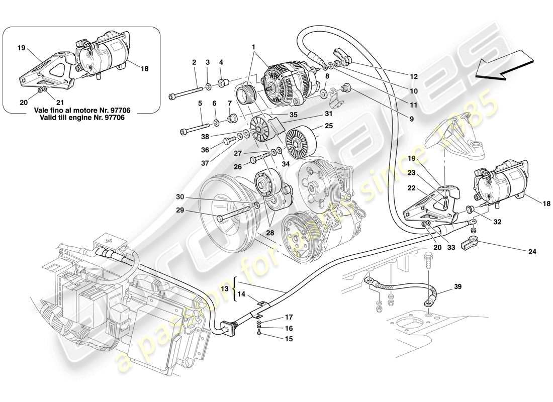 ferrari f430 spider (usa) alternator - starter motor parts diagram