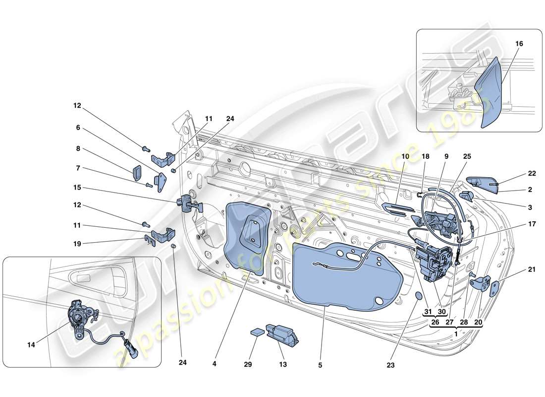 ferrari 458 italia (usa) doors - opening mechanism and hinges part diagram