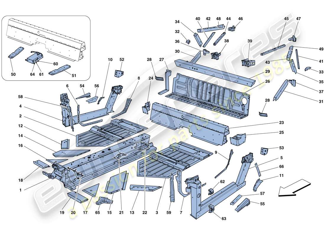 ferrari 458 speciale (usa) central elements and panels part diagram
