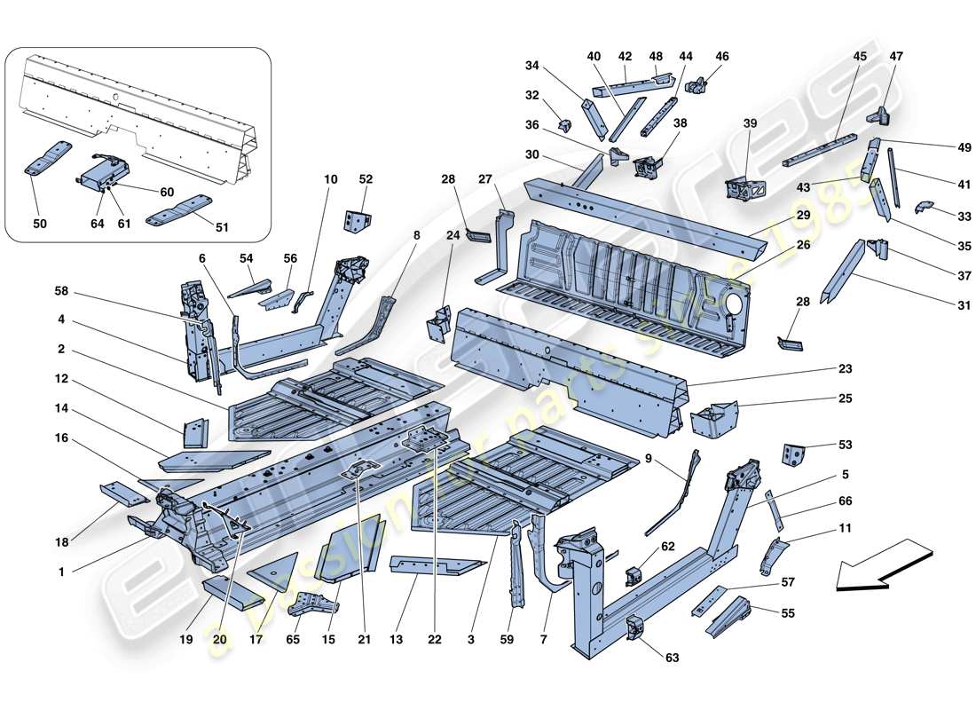 ferrari 458 speciale (usa) central elements and panels part diagram