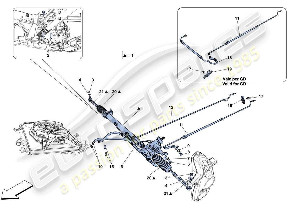 ferrari 458 speciale (usa) hydraulic power steering box part diagram