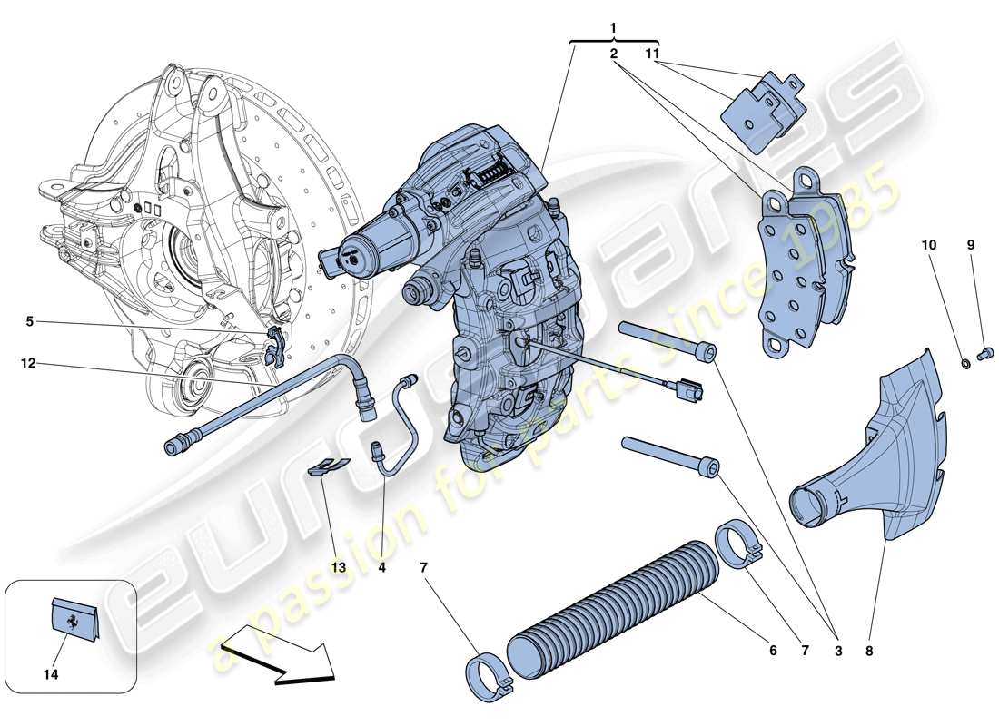 ferrari 458 speciale aperta (europe) rear brake callipers parts diagram
