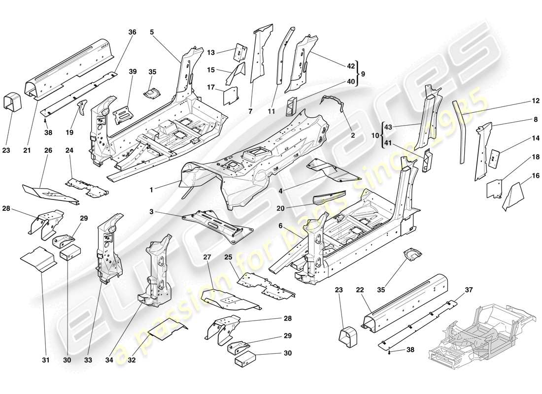 ferrari 612 sessanta (europe) structures and elements, centre of vehicle part diagram