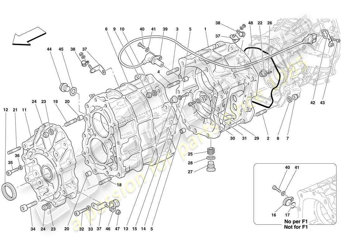 ferrari 612 sessanta (europe) gearbox housing parts diagram