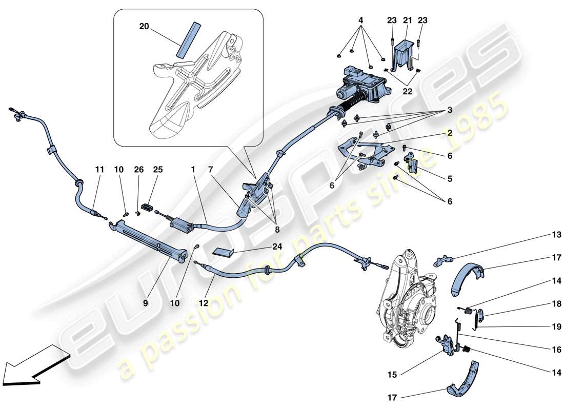 ferrari f12 berlinetta (rhd) parking brake control parts diagram