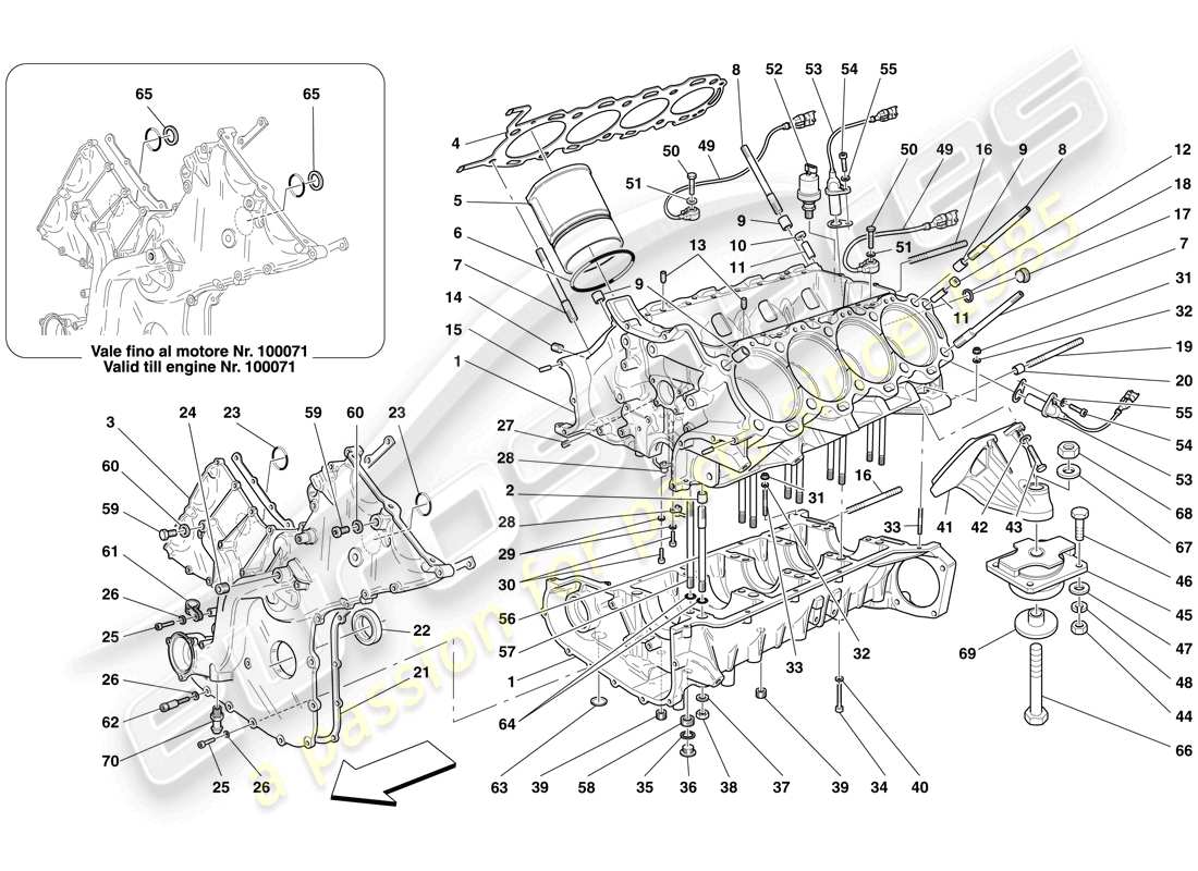 ferrari f430 spider (rhd) crankcase parts diagram