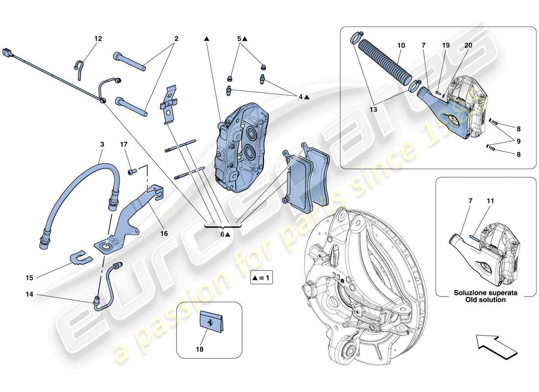 ferrari f12 berlinetta (usa) rear brake callipers part diagram