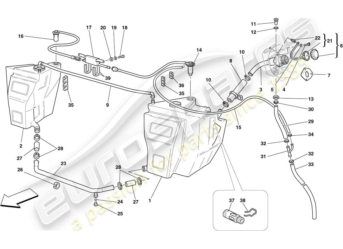 ferrari f430 coupe (europe) fuel tanks and filler neck parts diagram