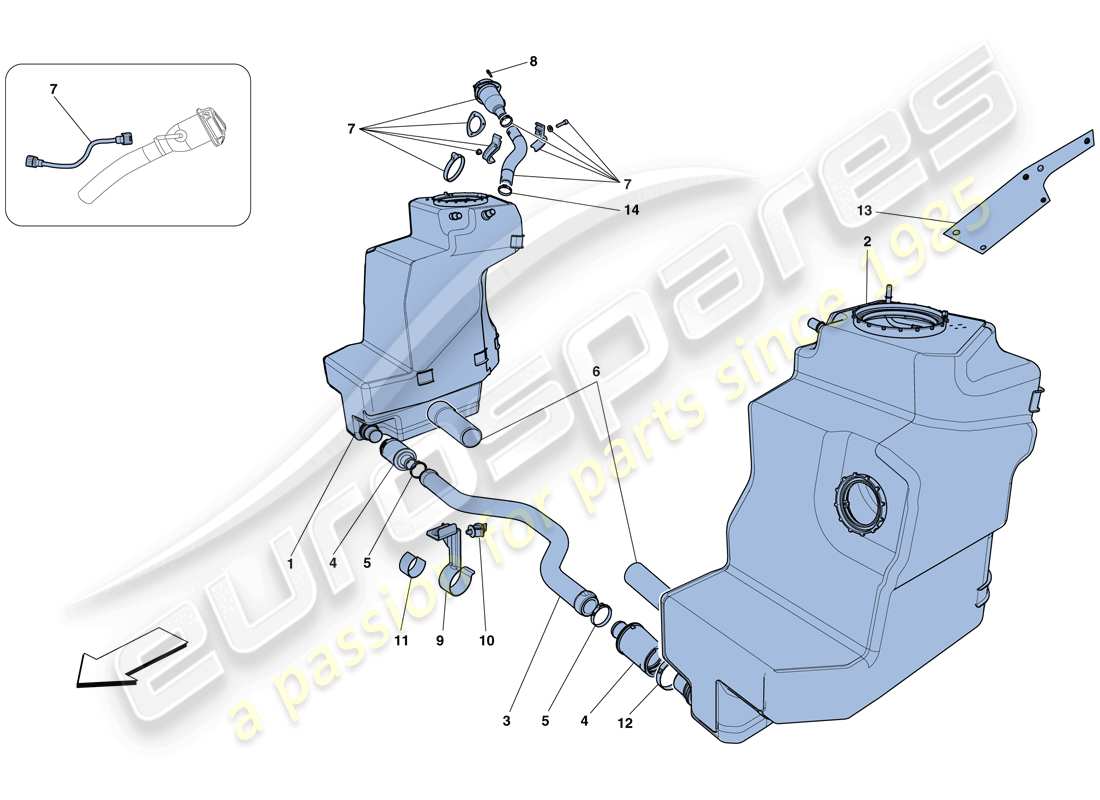 ferrari 458 spider (rhd) fuel tanks and filler neck parts diagram