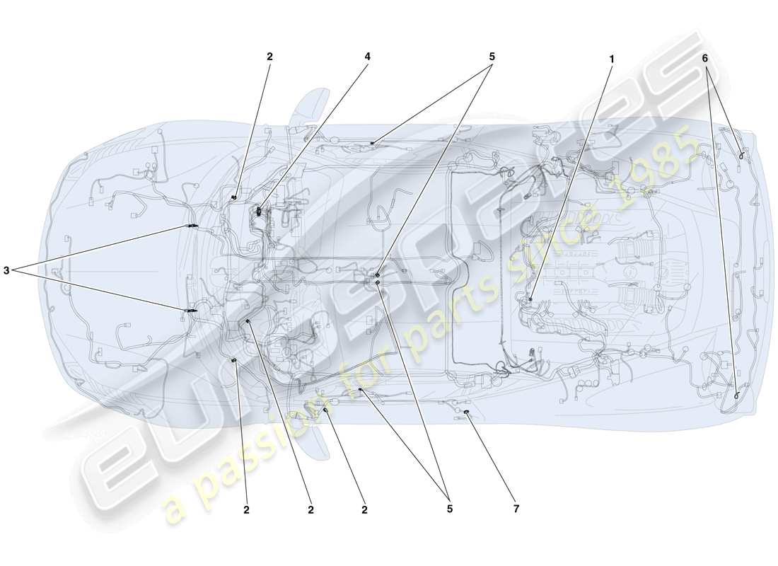 ferrari 458 italia (usa) various fastenings for the electrical system part diagram