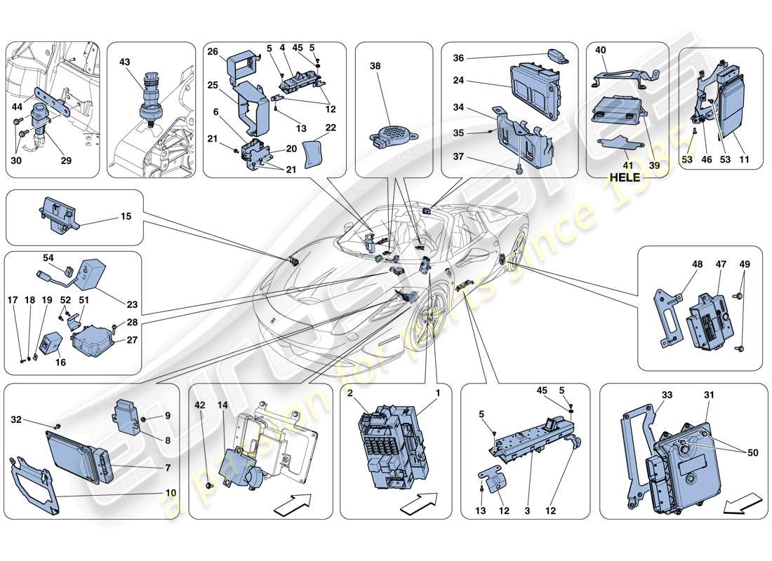 ferrari 458 speciale aperta (europe) vehicle ecus parts diagram