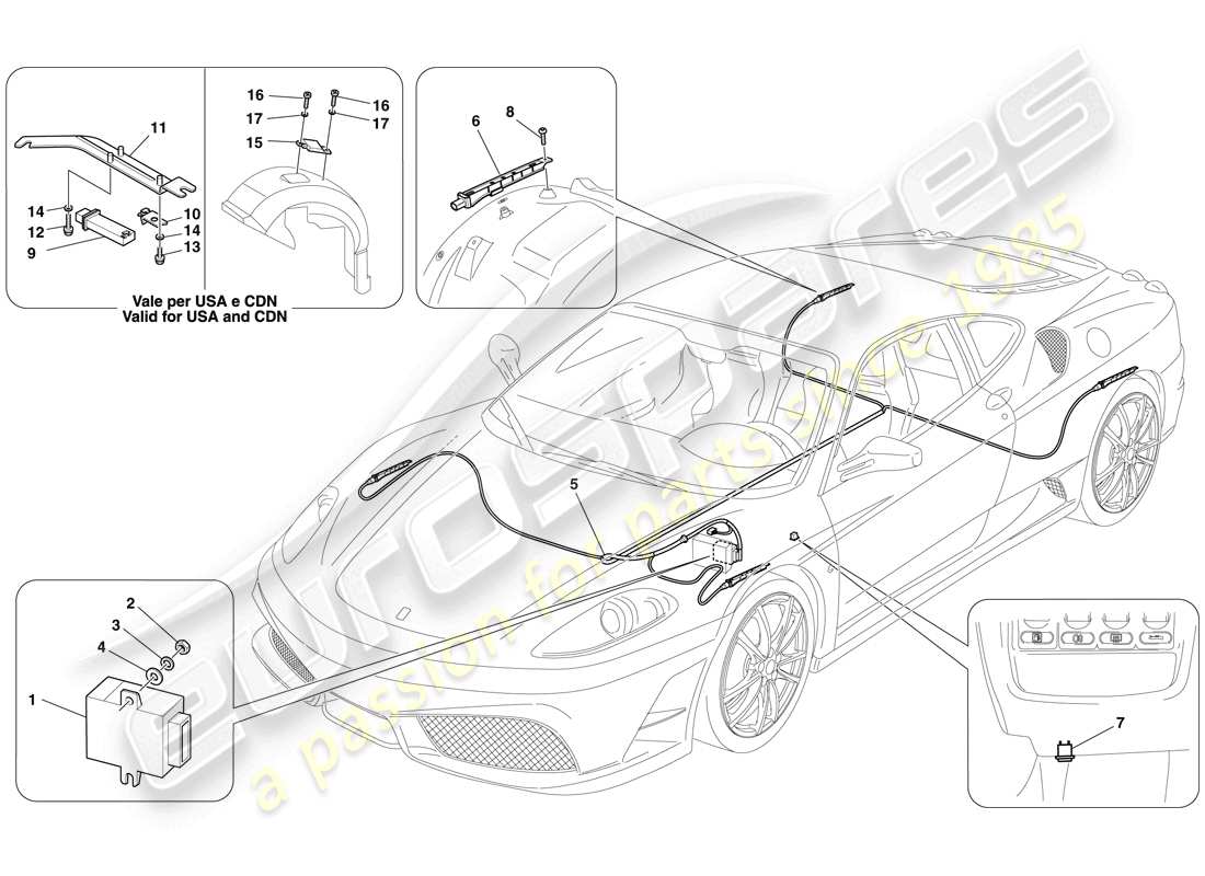 ferrari f430 scuderia spider 16m (europe) tyre pressure monitoring system part diagram