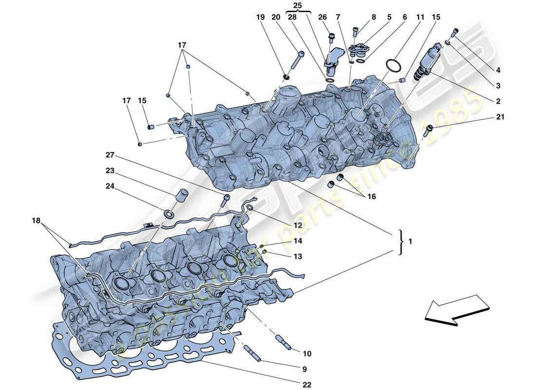 ferrari 488 gtb (europe) left hand cylinder head parts diagram