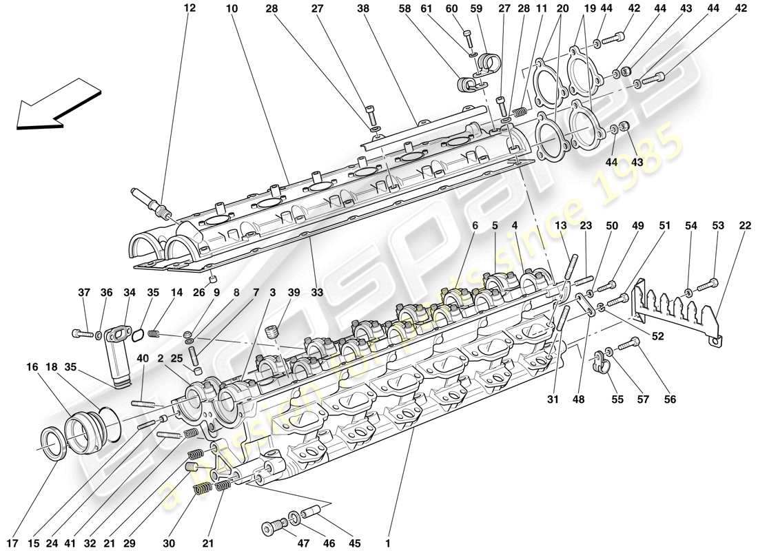 ferrari 612 scaglietti (usa) right hand cylinder head parts diagram