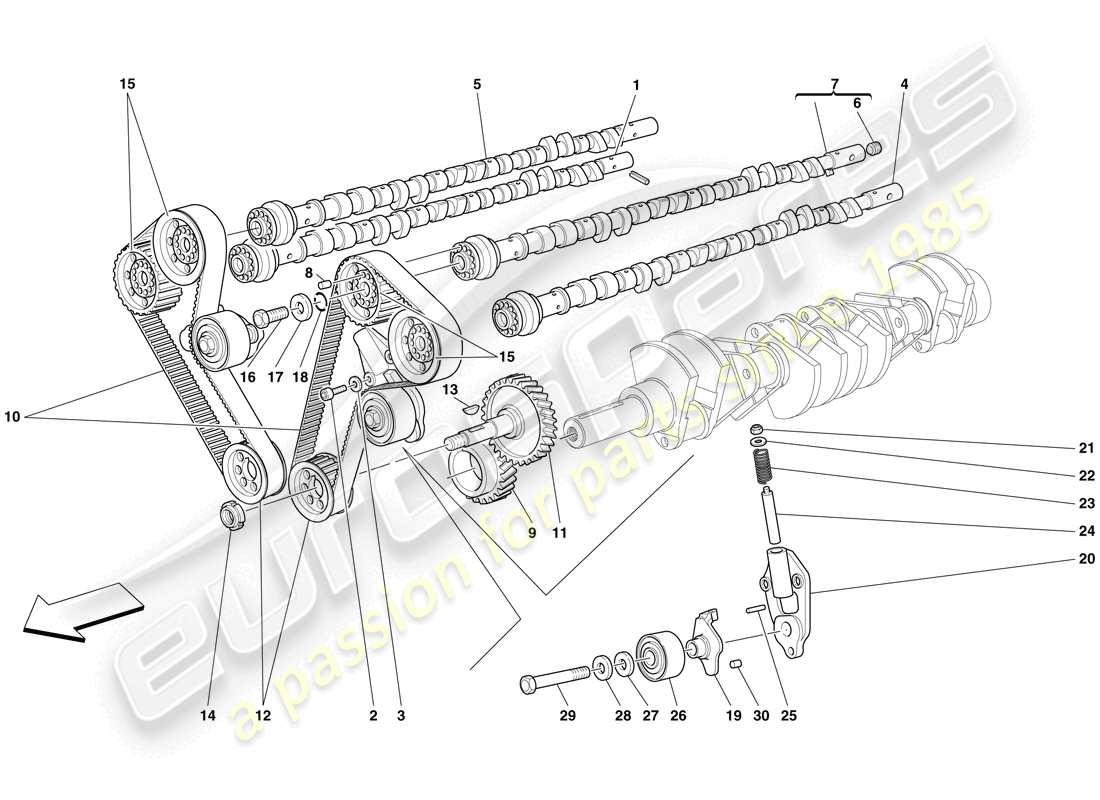 ferrari 612 scaglietti (europe) timing system - drive parts diagram