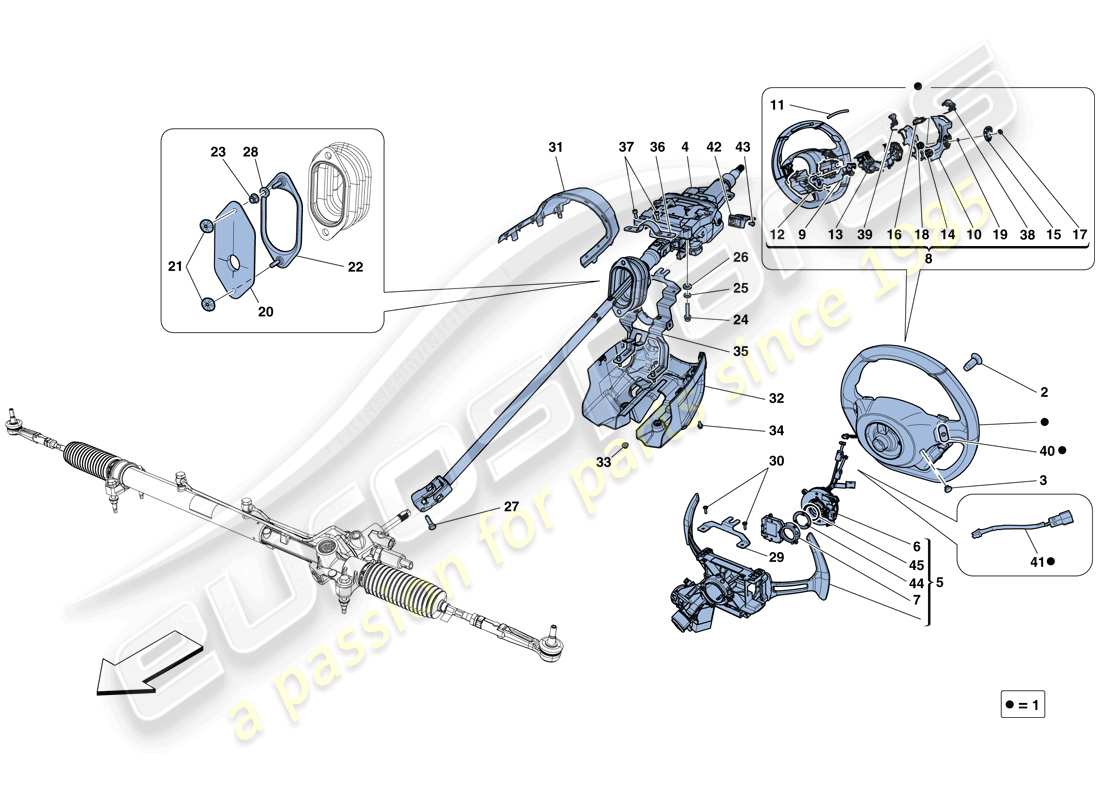 ferrari california t (rhd) steering control parts diagram