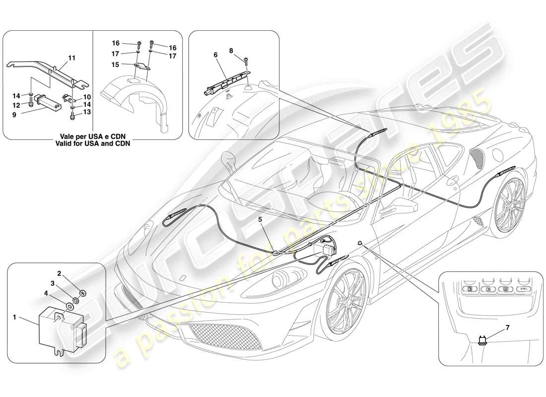 ferrari f430 scuderia spider 16m (rhd) tyre pressure monitoring system parts diagram
