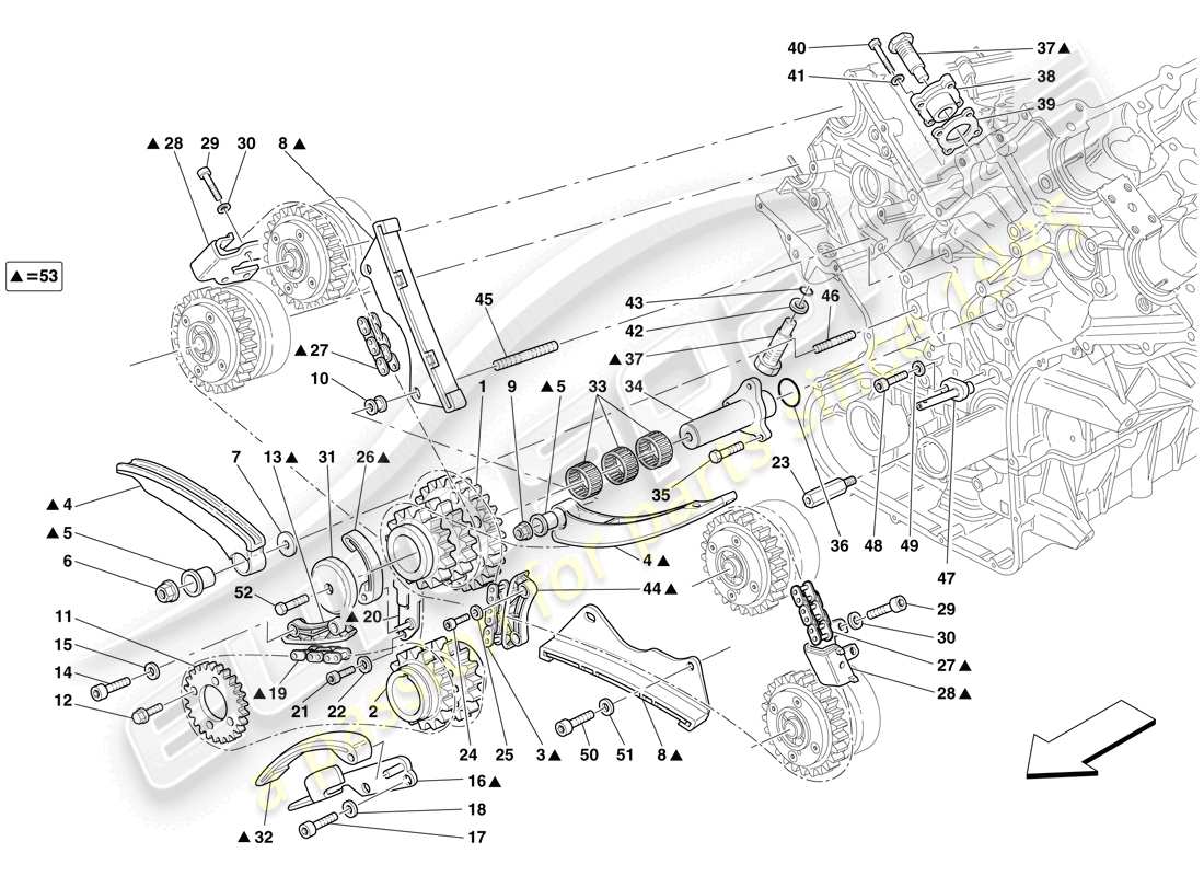 ferrari 599 gtb fiorano (rhd) timing system - drive parts diagram