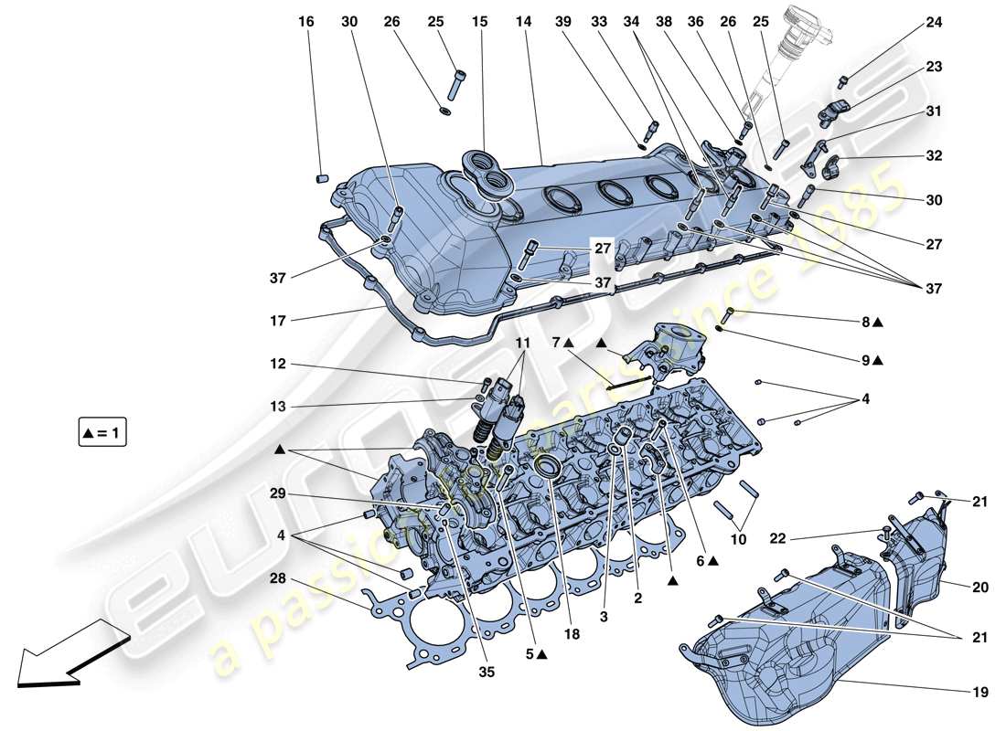ferrari 812 superfast (rhd) left hand cylinder head parts diagram